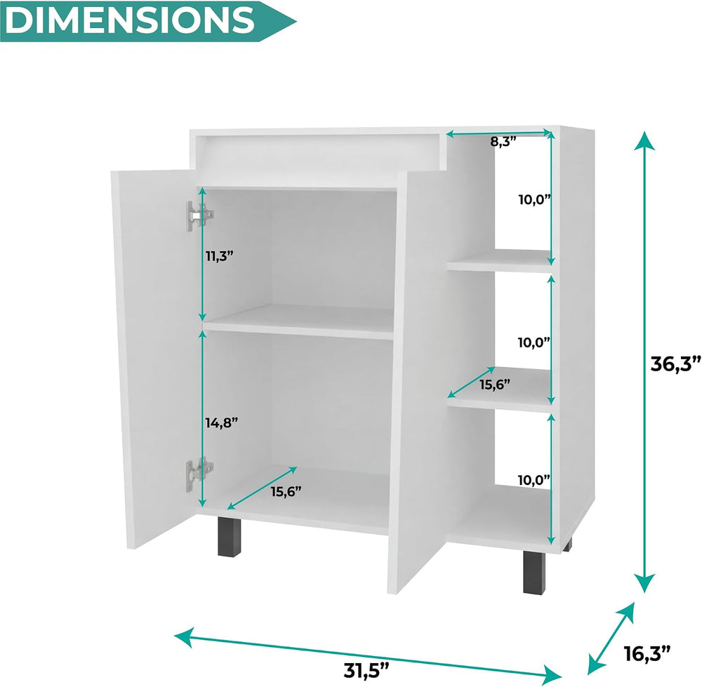 Tuhome Cesna Microwave Sideboard Kitchen Pantry Cabinet, 36.3" Freestand...