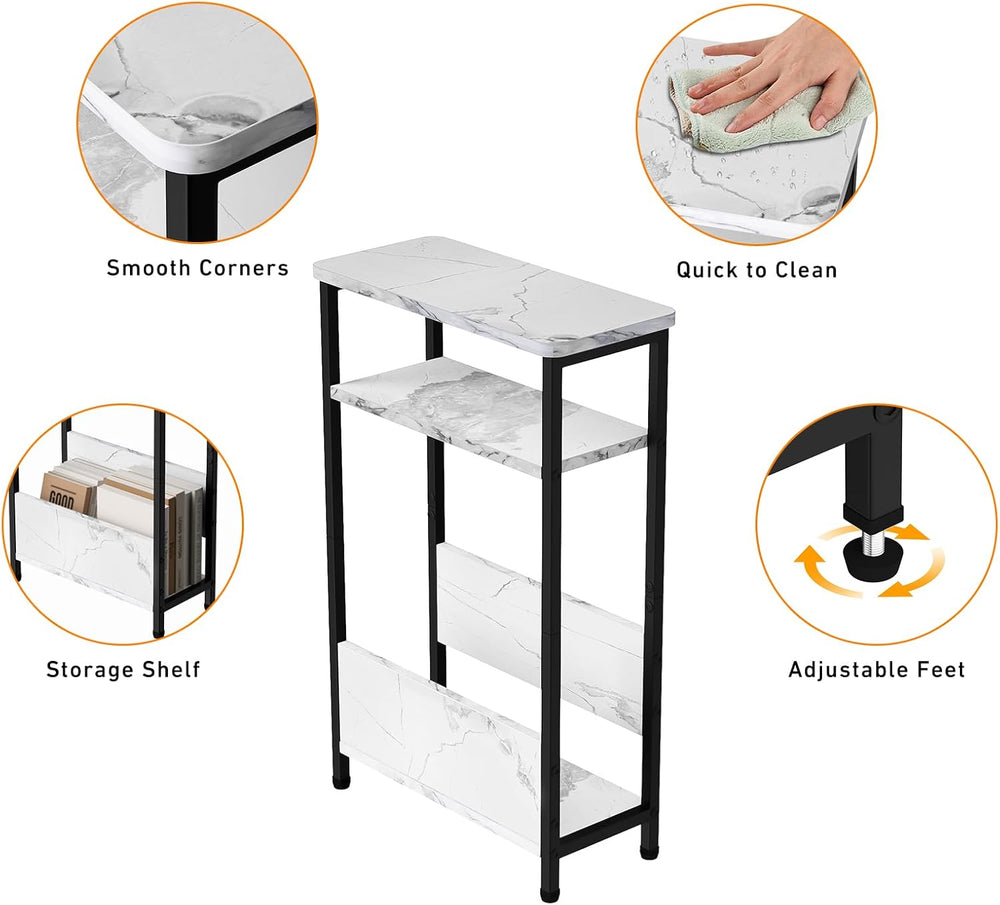 THUMEYE 7.1" Narrow Side Table for Small Spaces, 3 Tier Small End Table ...