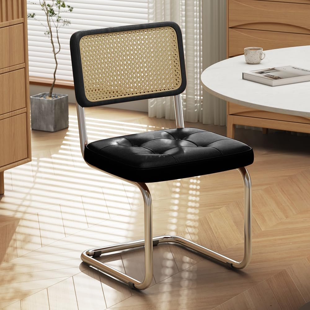 Rattan Dining Chairs Set of 2, Modern Dining Room Chairs with Solid Wood for ...