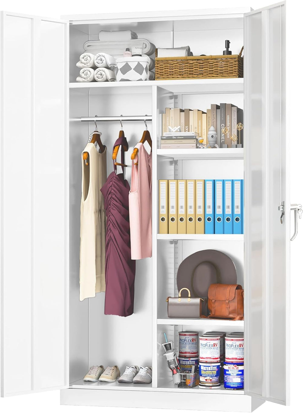Bonusall Metal Wardrobe Closet, 72" Armoire Wardrobe with Lockable Doors...