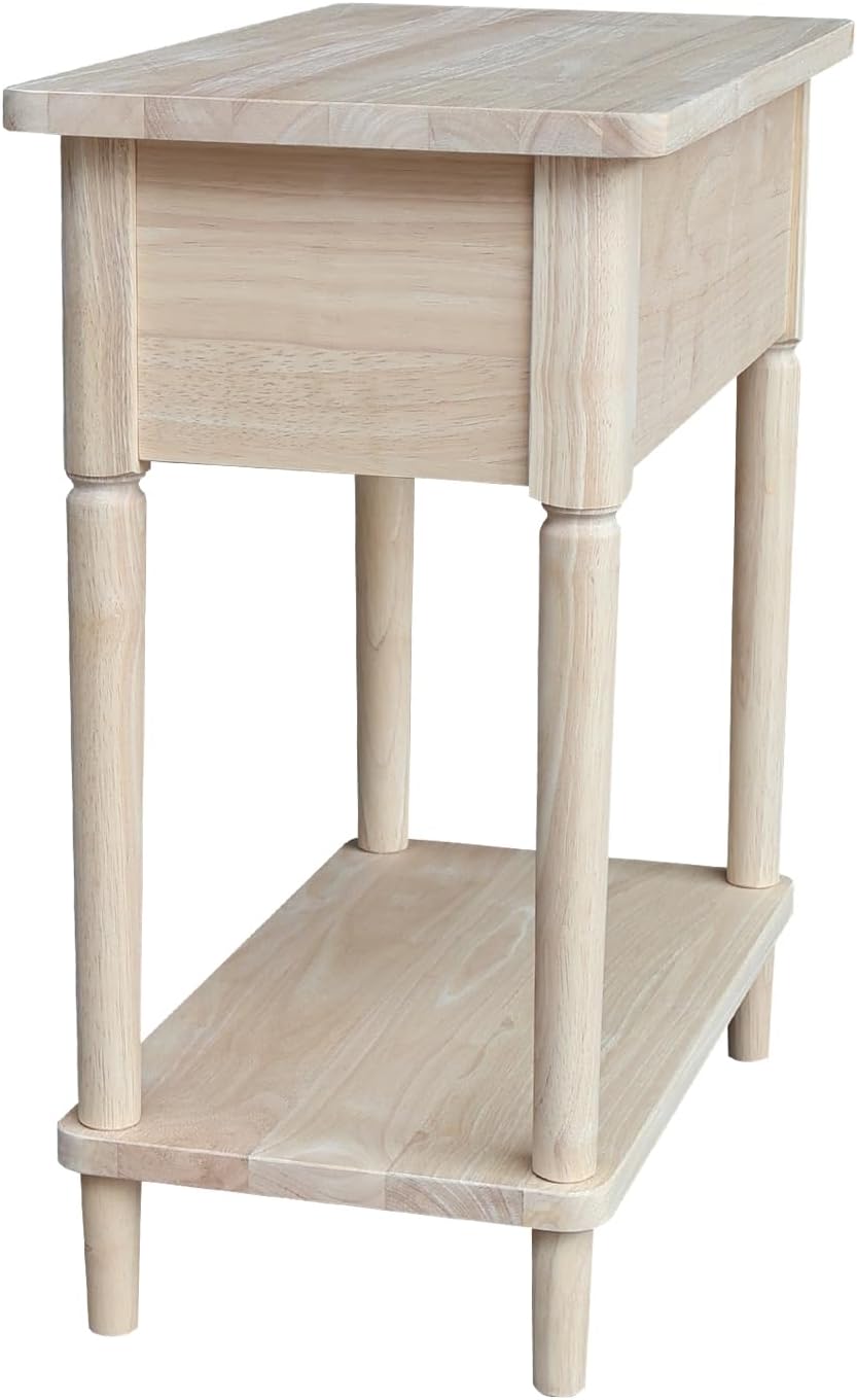 International Concepts Solid Wood Narrow Side Table Unfinished