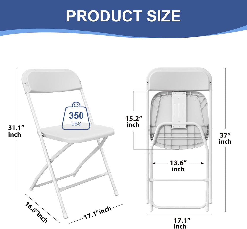 10 Pack White Folding Chairs for School Events Wedding Party Picnic