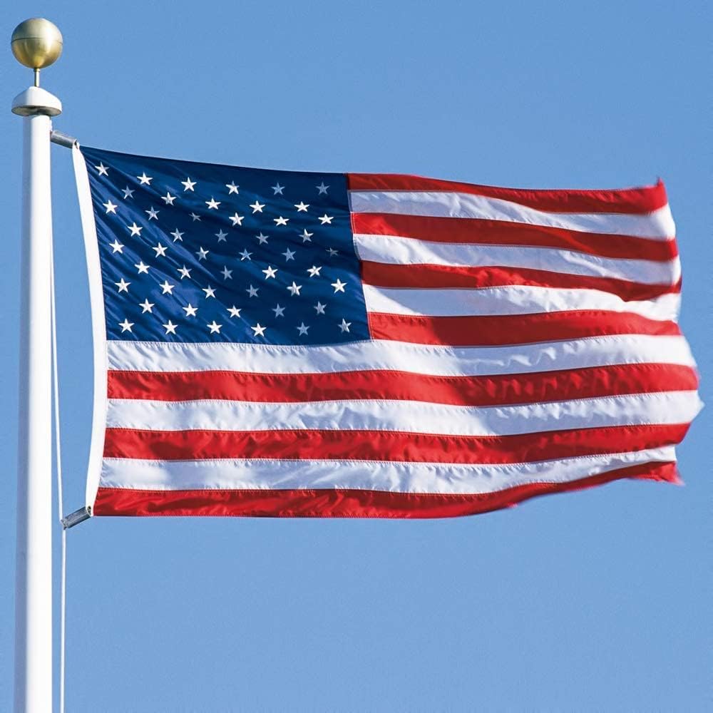 American Flag 5x8 FT Embroidered Stars, Sewn Stripes, Brass Grommets Polyeste...