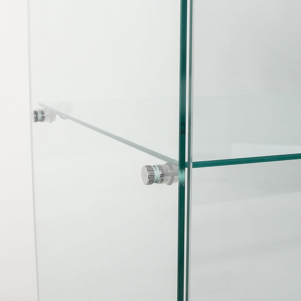 Glass Display Cabinet with 5 Shelves Double Door, Cabinets for Living Room, B...