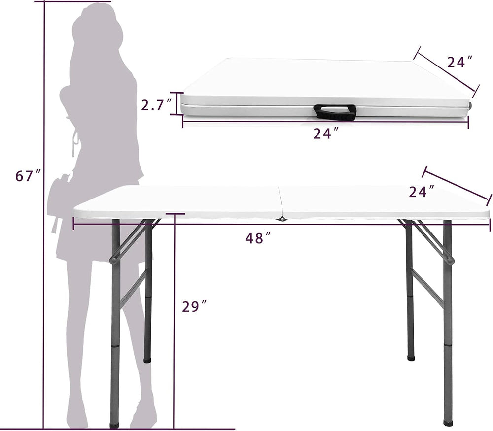 Gocamptoo Folding Table,4ft Indoor Outdoor Heavy Duty Portable Folding Square...