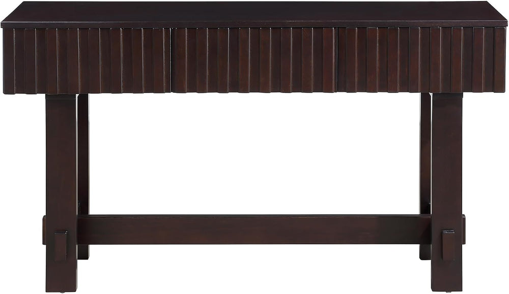 Knocbel Fluted Console Table with 3 Storage Drawers, Farmhouse Mid Century So...