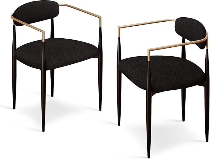 Morden Fort Black Upholstered Dining Chairs Set of 6, Modern Fabric Dining Ch...