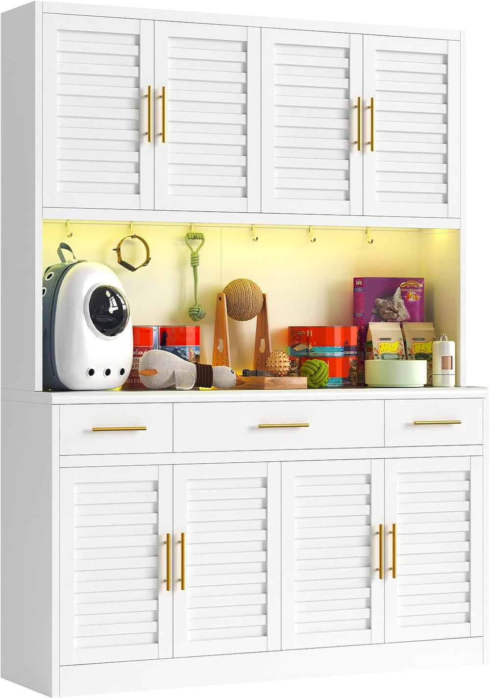 71" Tall Kitchen Pantry Cabinet, Metal Storage Cabinet, with 8 Doors &am...