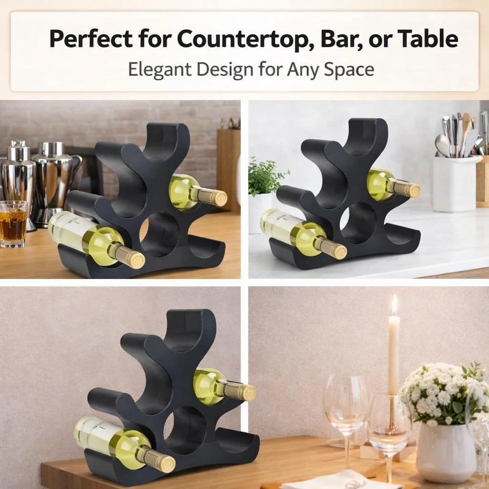 Wooden Wine Rack – Countertop & Freestanding Display – Holds 6 Bottles, W...