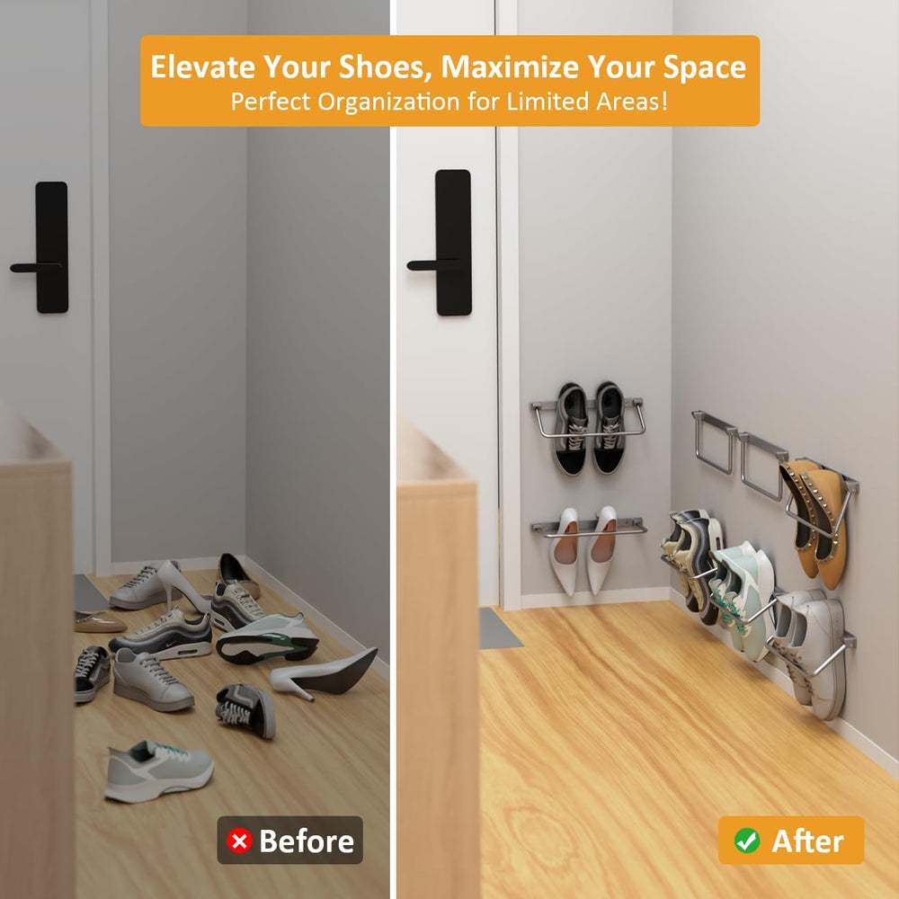 i frmmy Foldable Wall-Mounted Shoe Rack- Aluminum Hanging Shoe Organizer, Eff...