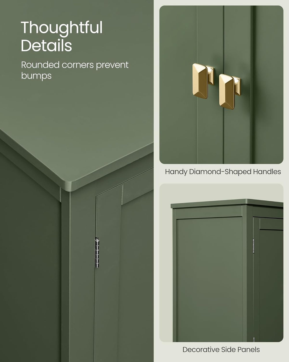 VASAGLE Floor Storage Cabinet, Freestanding Unit, 4 Doors | Adjustable Shelve...