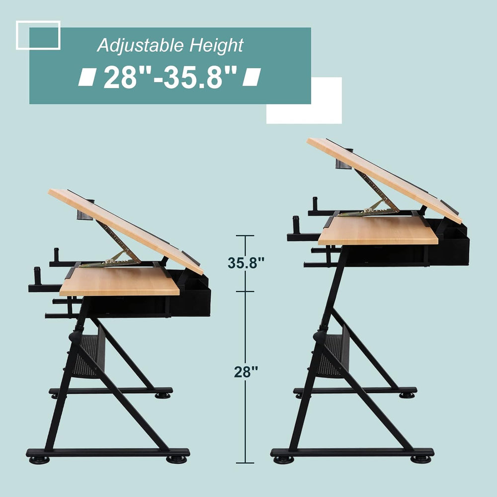 ZENY Drafting Table Art Desk Drawing Table Height Adjustable Artist Table wit...