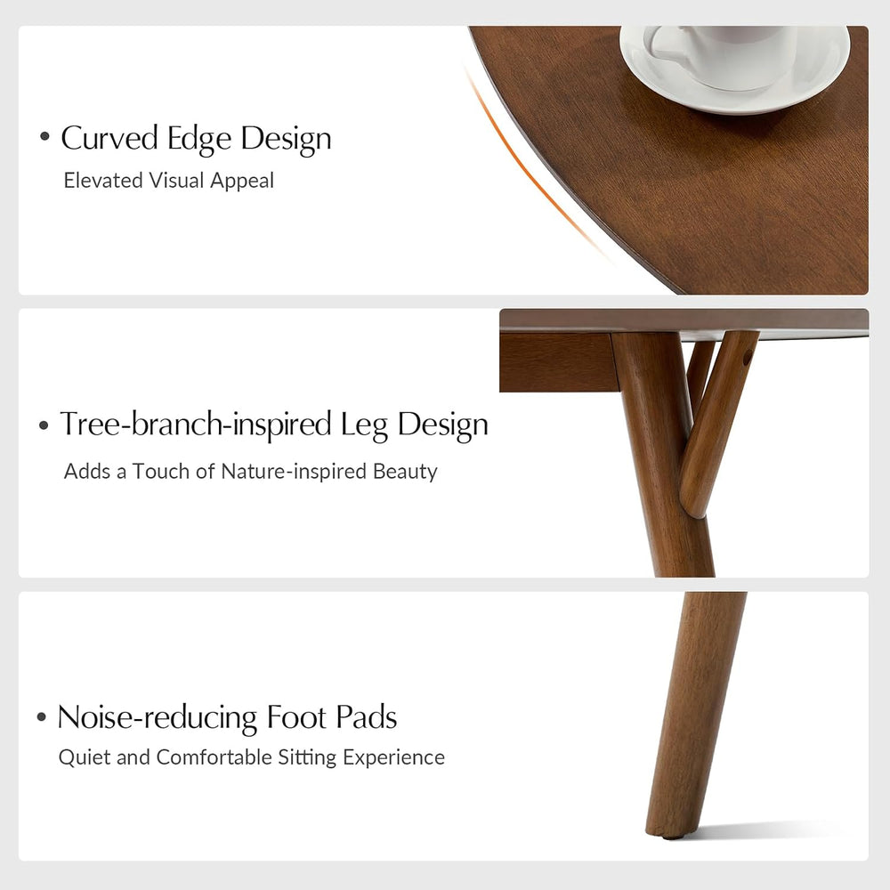 HULALA HOME Round Dining Table for 4, 45” Solid Wood Kitchen Table, Small Din...