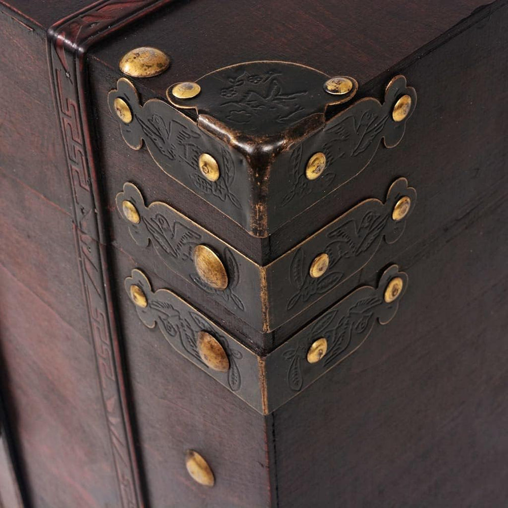 Wood Storage Box Chest Vintage Treasure Trunk Cabinet Collection with a Latch...