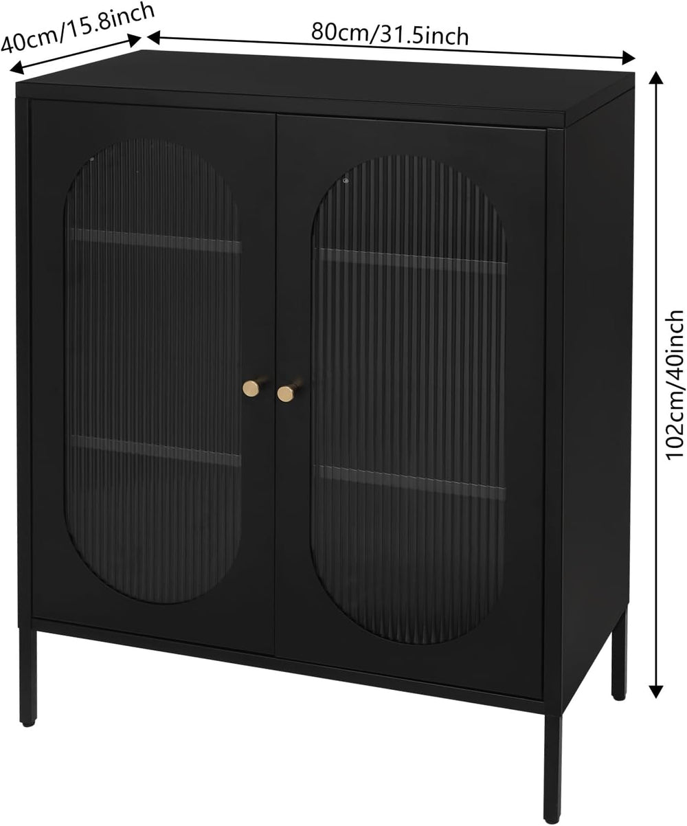 Xuthusman 3 Tier Floor Storage Cabinet, Freestanding Storage Unit with Adjust...