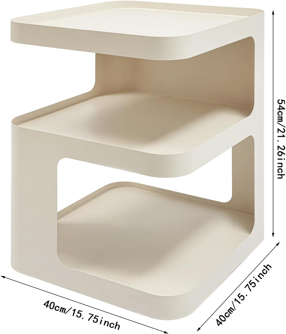 3 Tier Minimalist End Table Modern Side Table with Storage, Freestanding Meta...