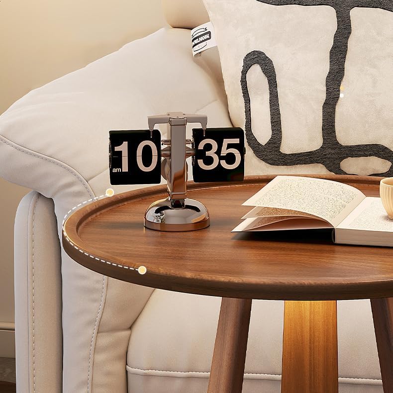 ZYFAB Round Storage End Table 2-Tier Small Wood Side Table Open Shelves Night...