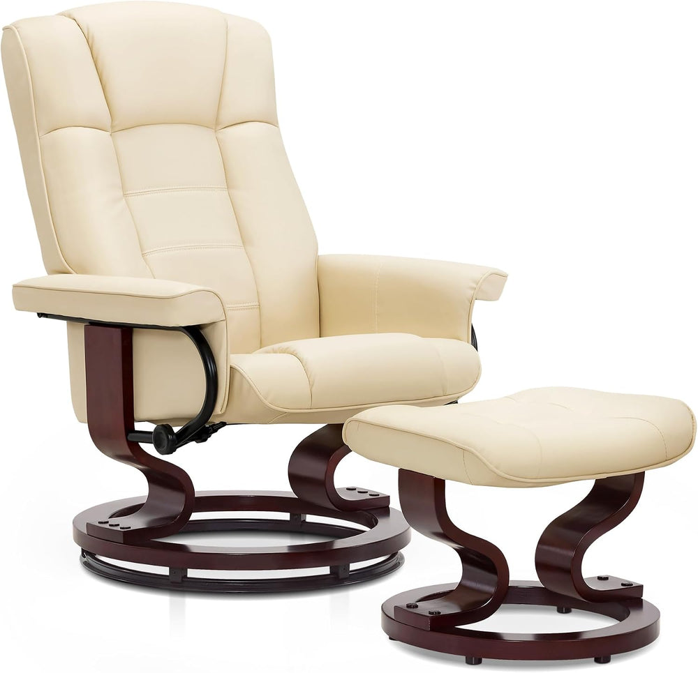 MCombo Manual Swivel Recliner with Ottoman, Faux Leather 9019