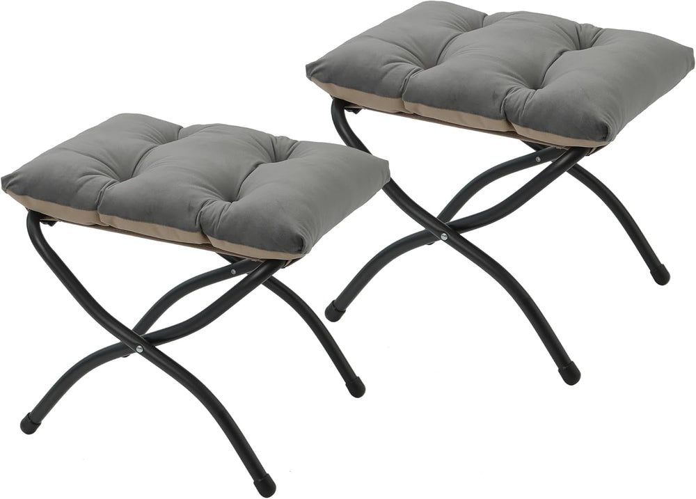 15"(H) Folding Ottoman, Set of 2, Foldable Footrest Stool, Small Foot St...