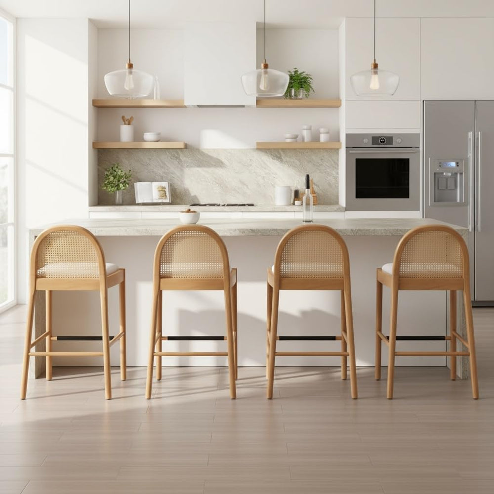 LukeAlon Modern Linen Bar Stools Set of 2, 29" Seat Height Tall Bar Chai...