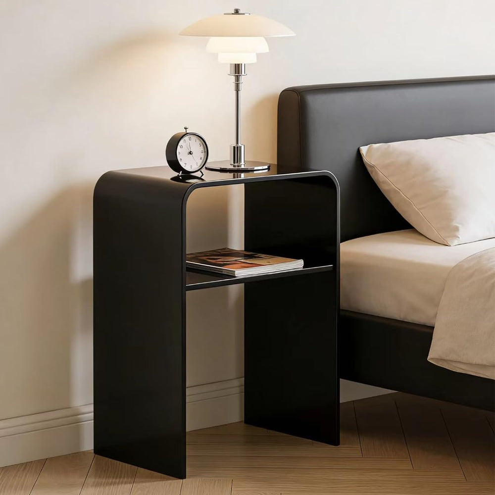 Acrylic 2-Tier End Table – 23.6”H Modern Nightstand with Shelf, Sturdy Bedsid...