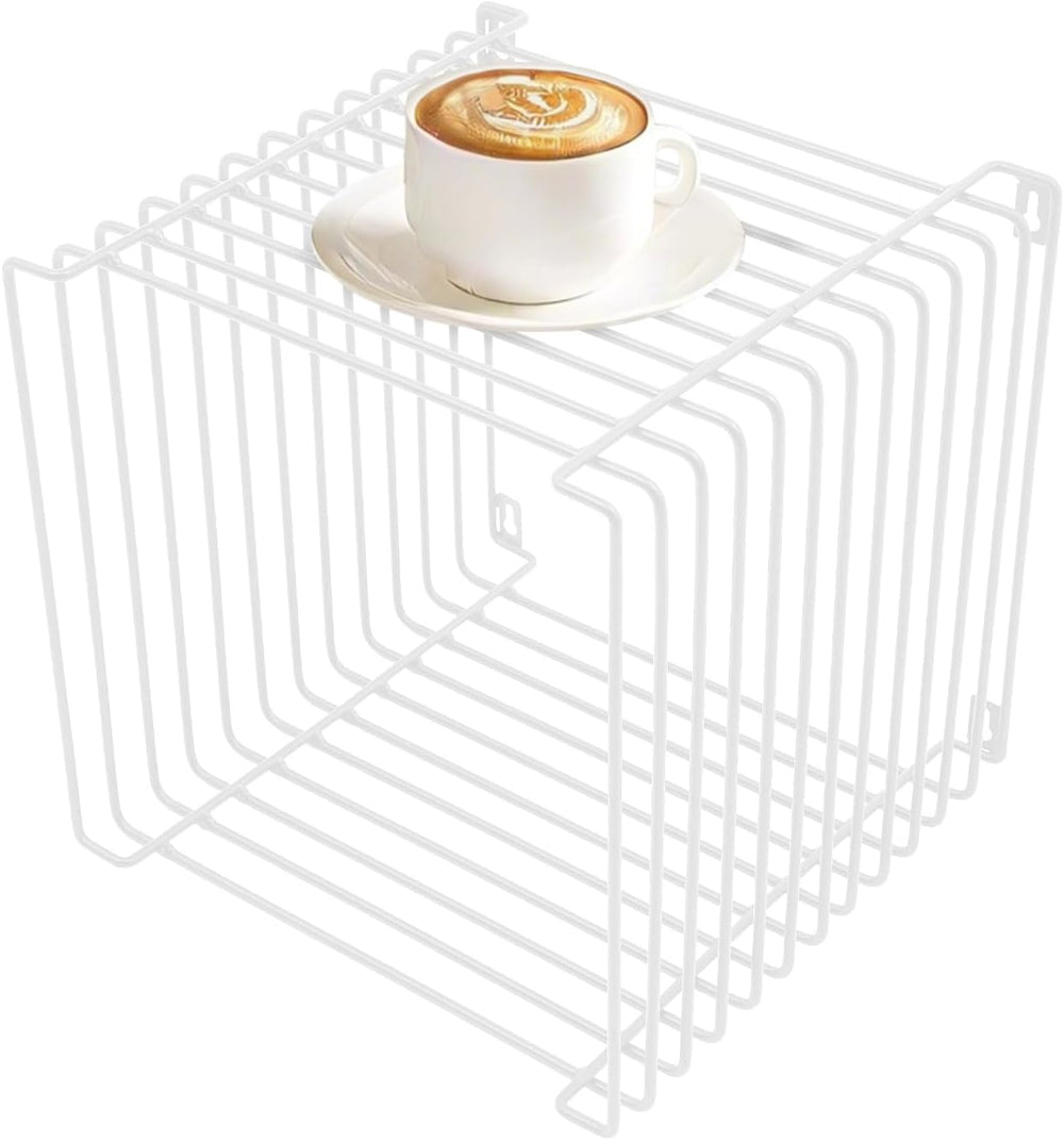 Square Geometry Retro Side Table, 11.8in Iron Multi-Purpose Side Table Square...