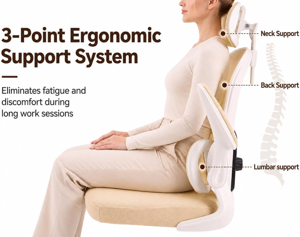 Ergonomic Office Chair with Adjustable Headrest & Lumbar Support, High Ba...