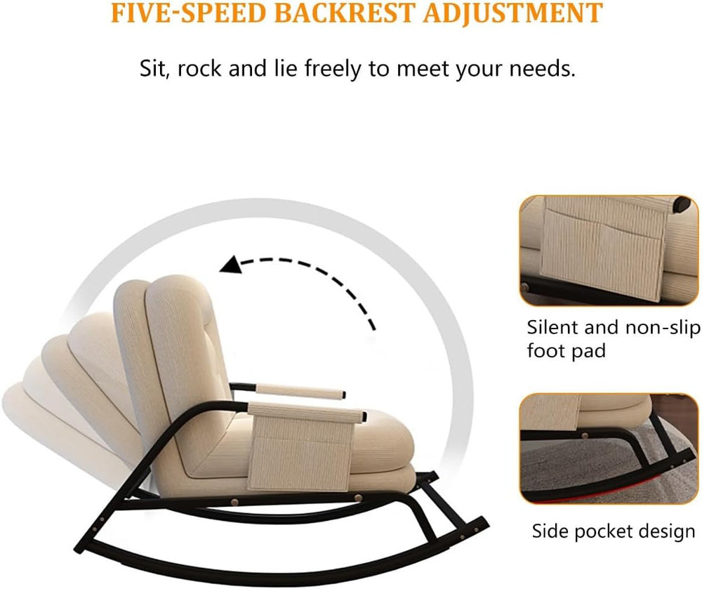 Oversized Rocking Chair with Cushion, Modern Accent Rocking Chair with Armres...