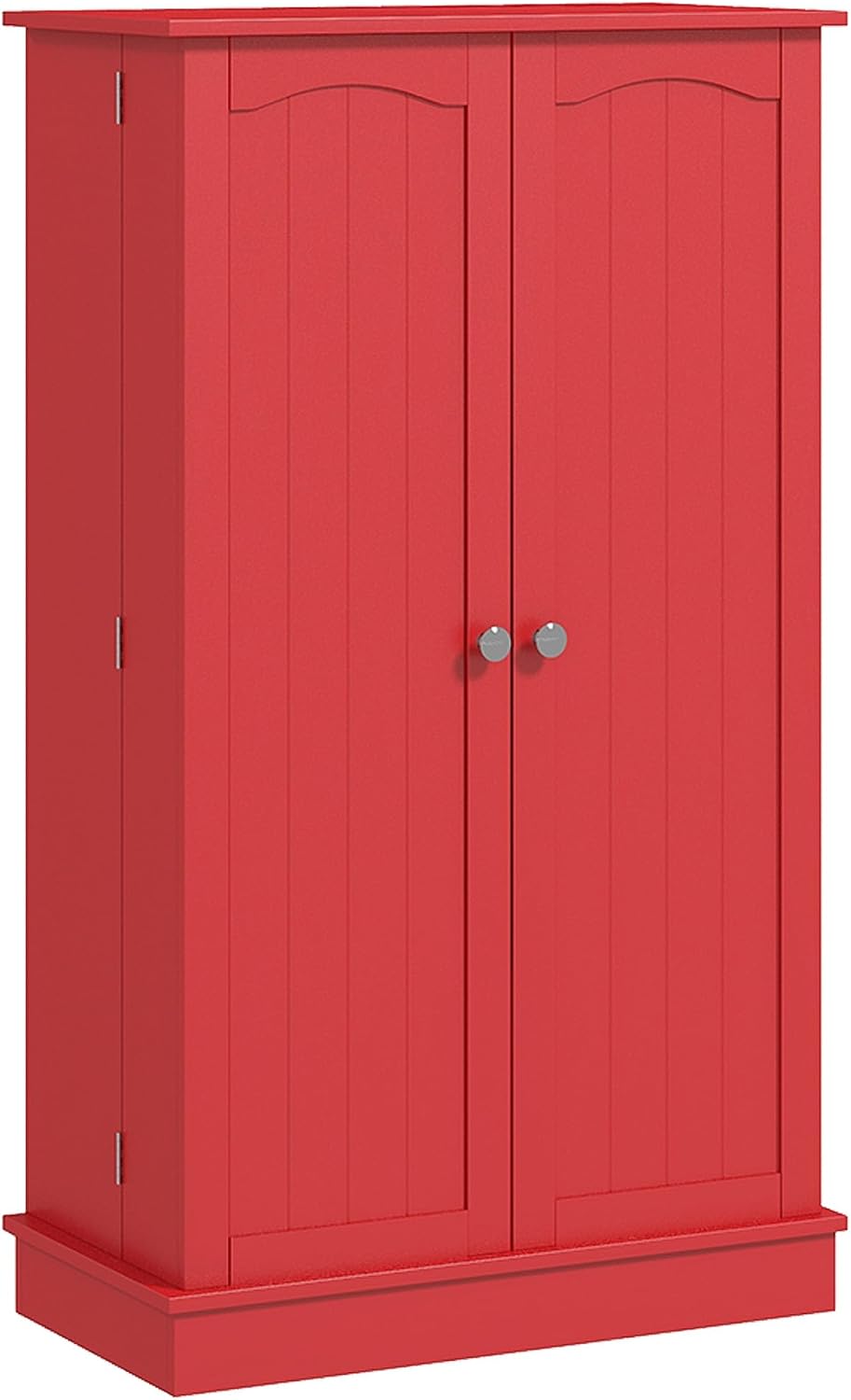 41" Kitchen Pantry Storage Cabinet, Red, with Double Doors, 12 Interior ...