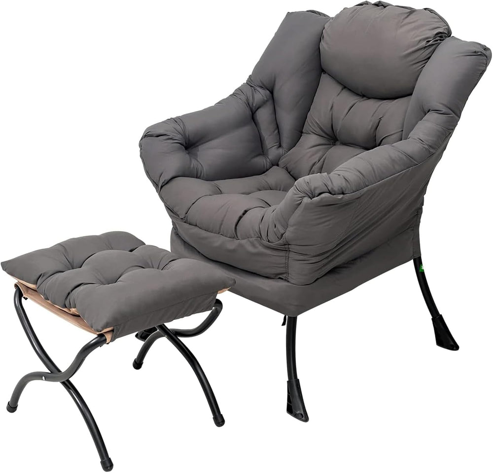 Welnow Lazy Chair with Ottoman, Modern Accent Chair with Armrests and a Side ...