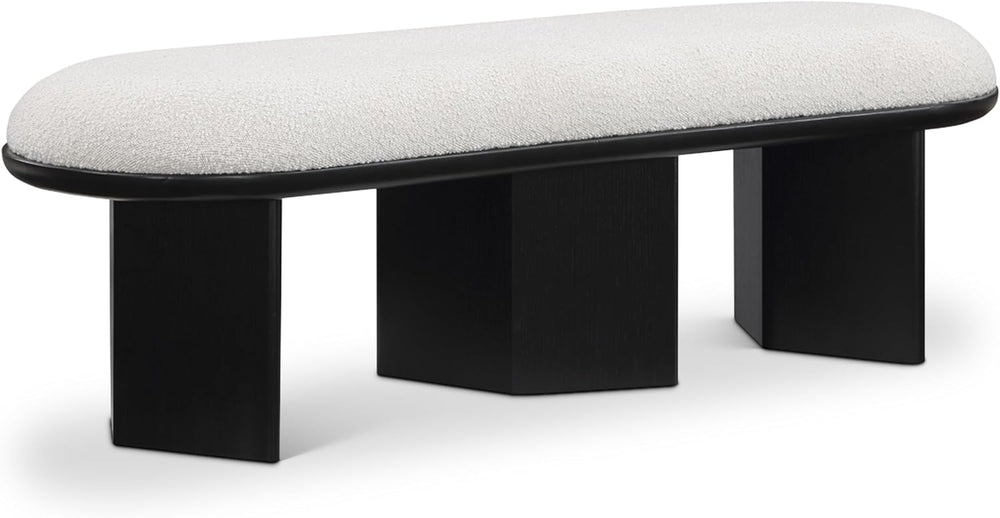 Meridian Furniture 22005Cream Wilshire Collection Art Deco Bench with Luxurio...