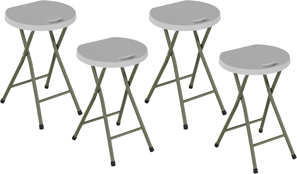 Lavish Home Portable Folding Stools with Backless Seat Set of 4, White, 18”