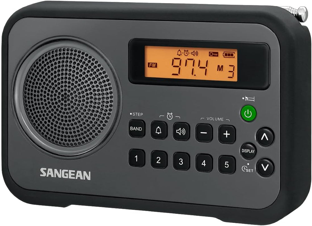 Sangean PR-D18BK AM/FM/Portable Digital Radio with Protective Bumper (Gray/Bl...