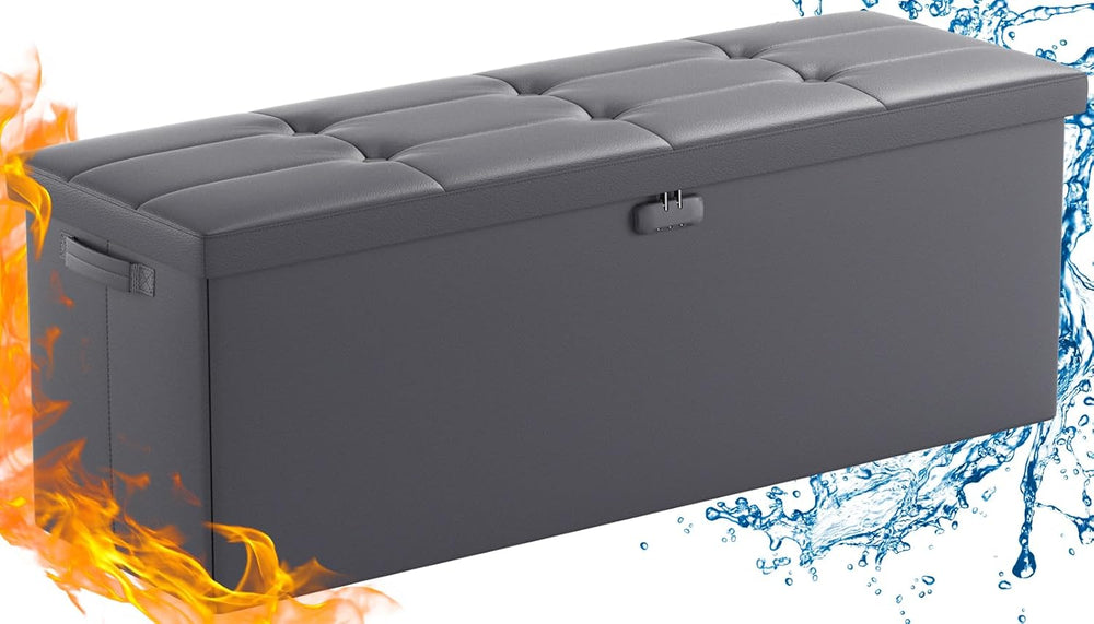 ENGPOW Storage Ottoman, Fireproof Folding Bench with Lock(15”x 43”x15”), Wate...