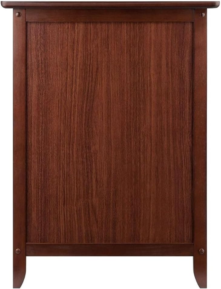 Wood Eugene Accent Table Walnut Finish Compact Side Table with Drawer and Cab...