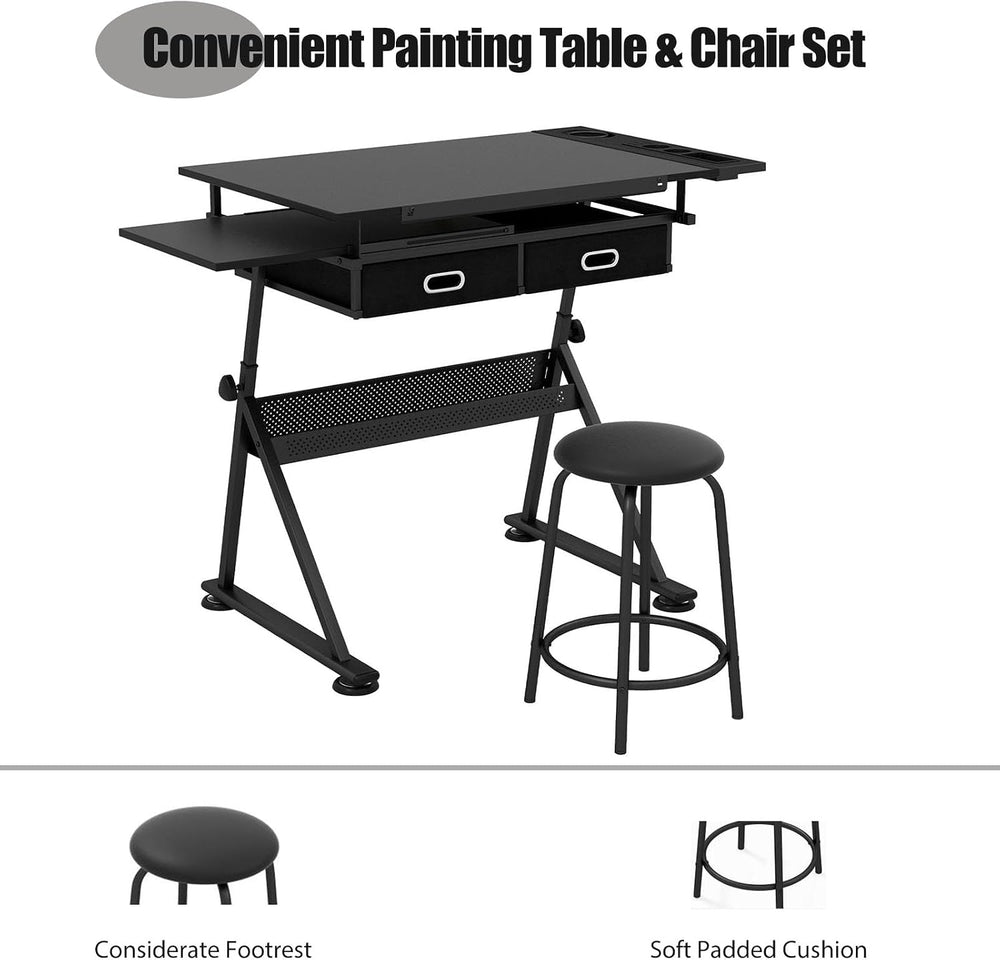 LIFEZEAL Height Adjustable Drawing Table, 119 x 60.5 x 91.5 cm, Drawing Table...