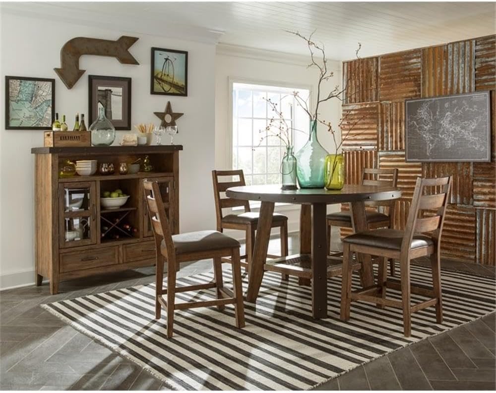 Pemberly Row Traditional Wood Pantry, 55 in, Canyon Brown Finish, Solid Pine ...
