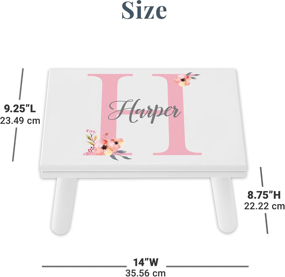 Let's Make Memories Personalized Step Stool - for Ages 3+ - Wood - Floral...