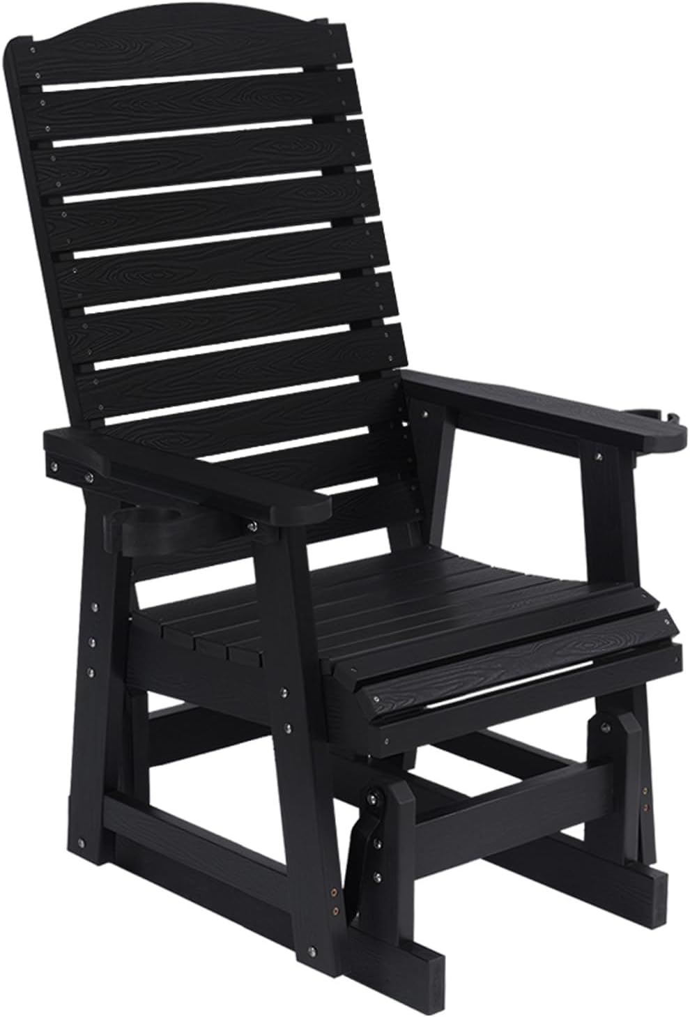 Poly Lumber Patio Glider for One Person, with Cup Holders, High Backrest and ...