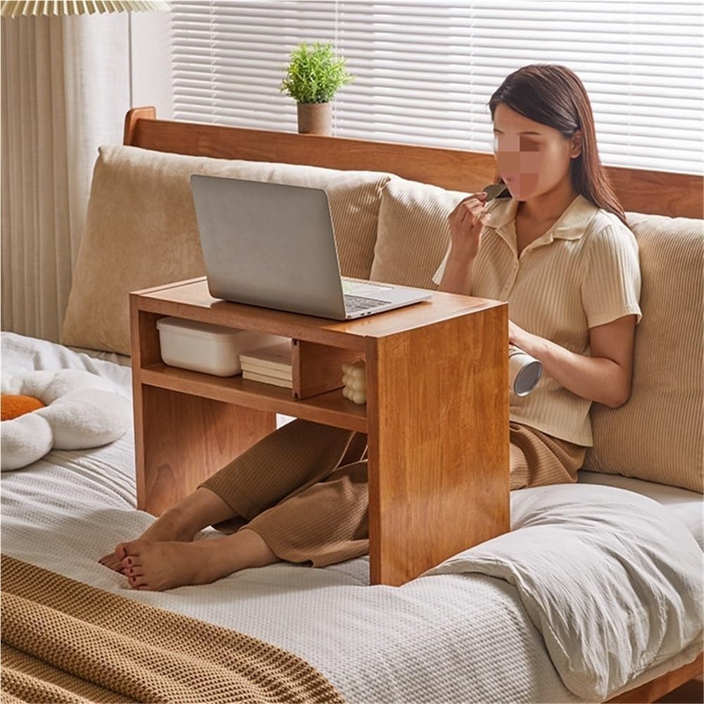 Modern 2-Tier C-Shaped Sofa End Table Small Wooden Side Table Coffee Table fo...