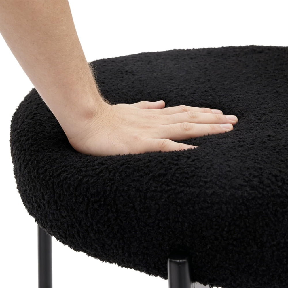 Black Boucle Dining Chairs Set of 2, Mid Century Modern Dining Room Chair wit...