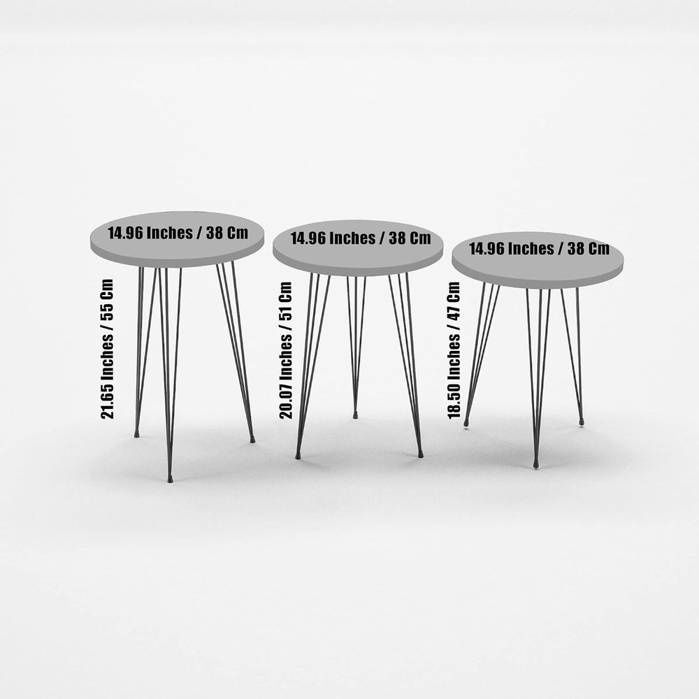 Round Nesting Set of 3, Modern Woodgrain Look Base for Living Room Coffee Tab...