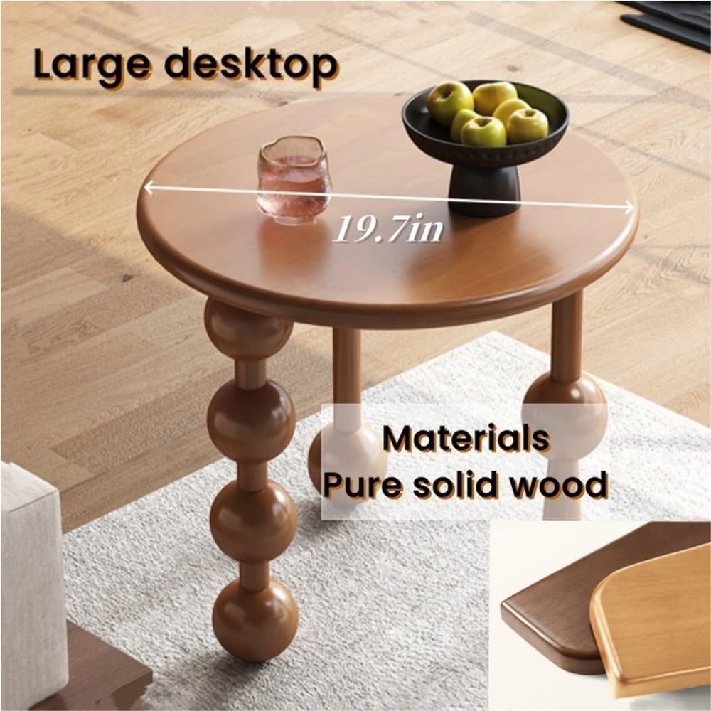 Creative Design Small Coffee Table Wood Round Side Table Retro Style 3-Legged...