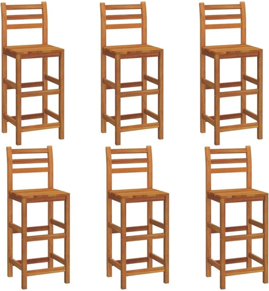 vidaXL 6X Solid Wood Acacia Bar Stools Garden Outdoor Dining Room Wooden Rest...