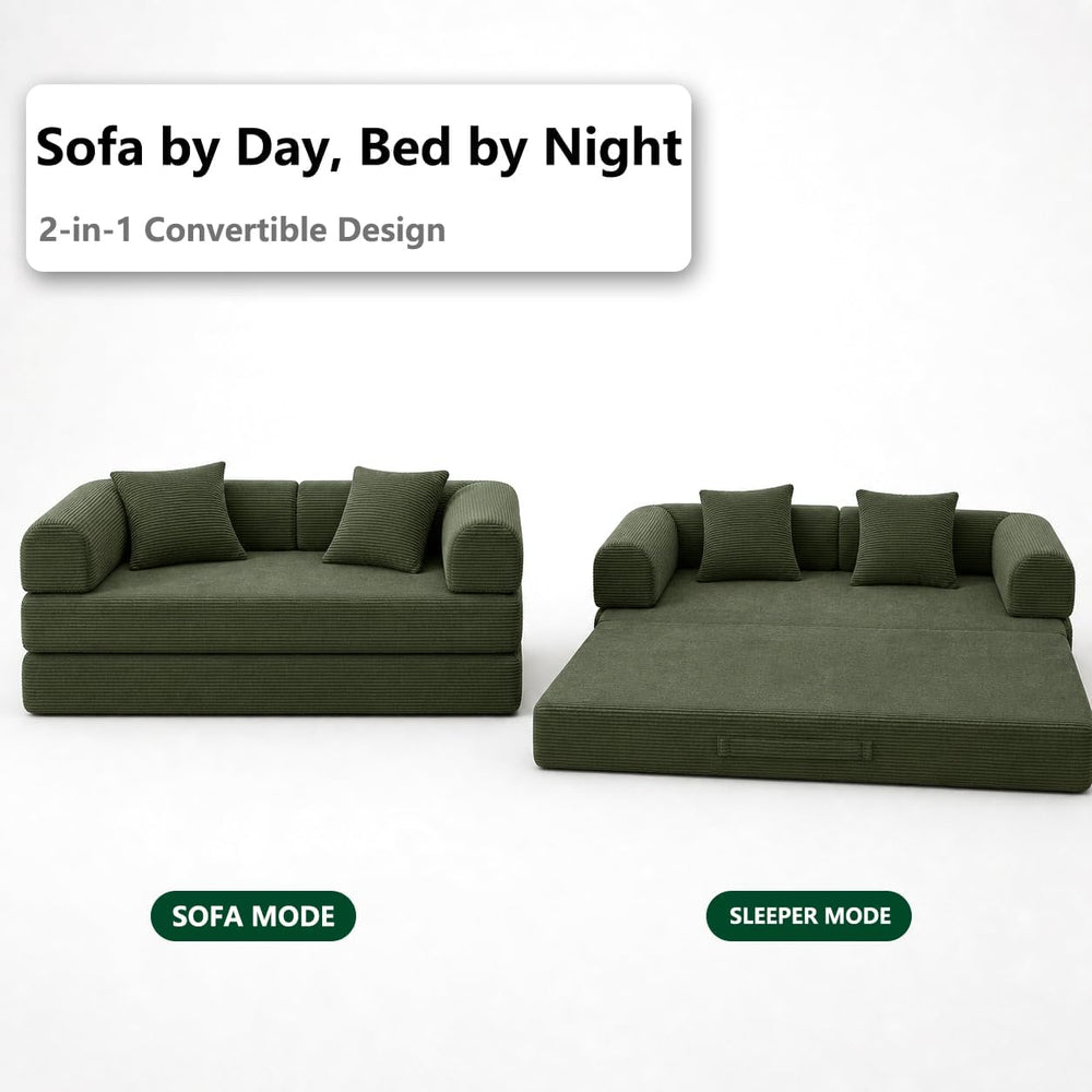 Compressed Modular Sectional Sofa Couch,No Tools Assembly | Convertible bed mode
