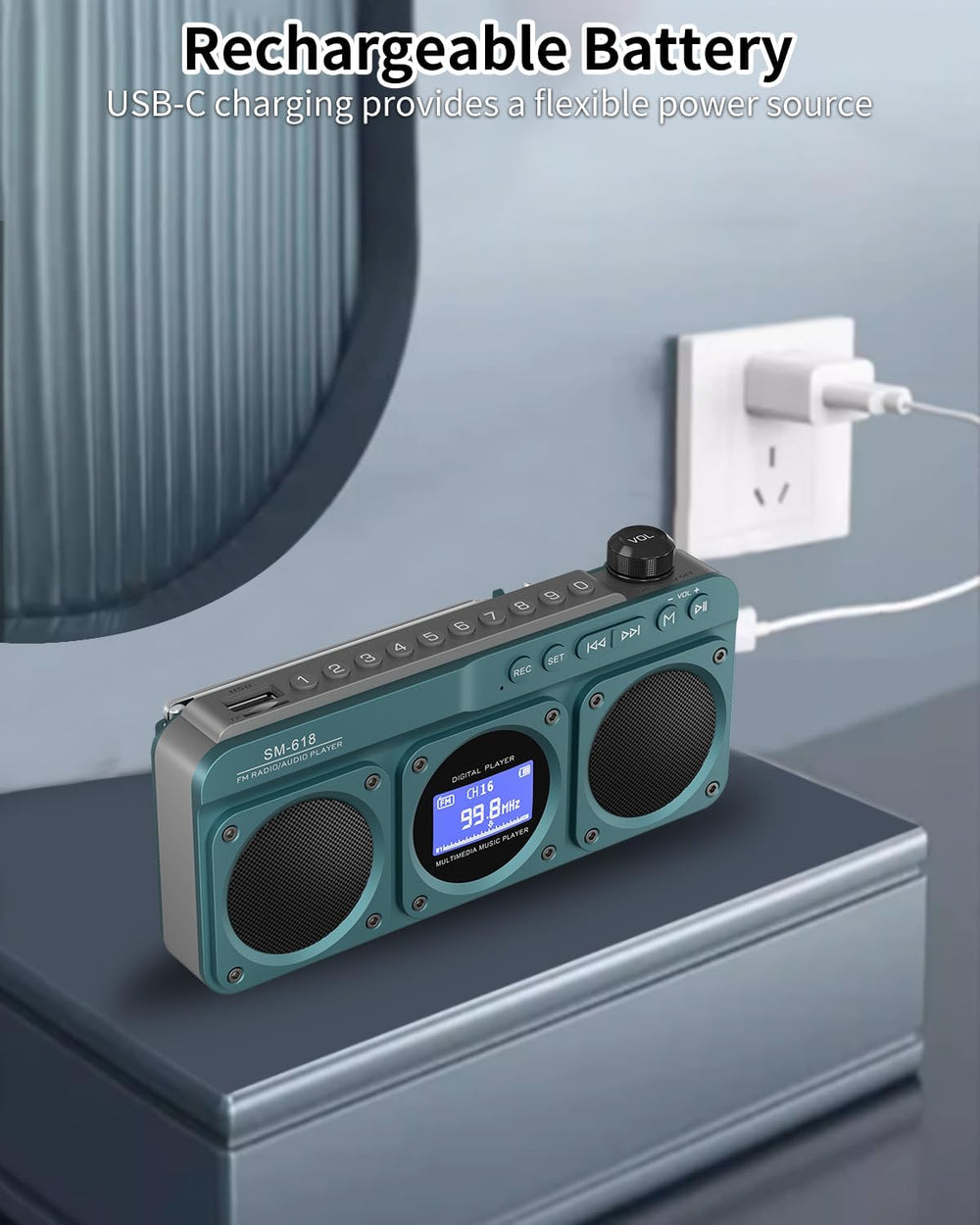 Small Digital FM Radio Bluetooth Speaker, Support USB/SD Card