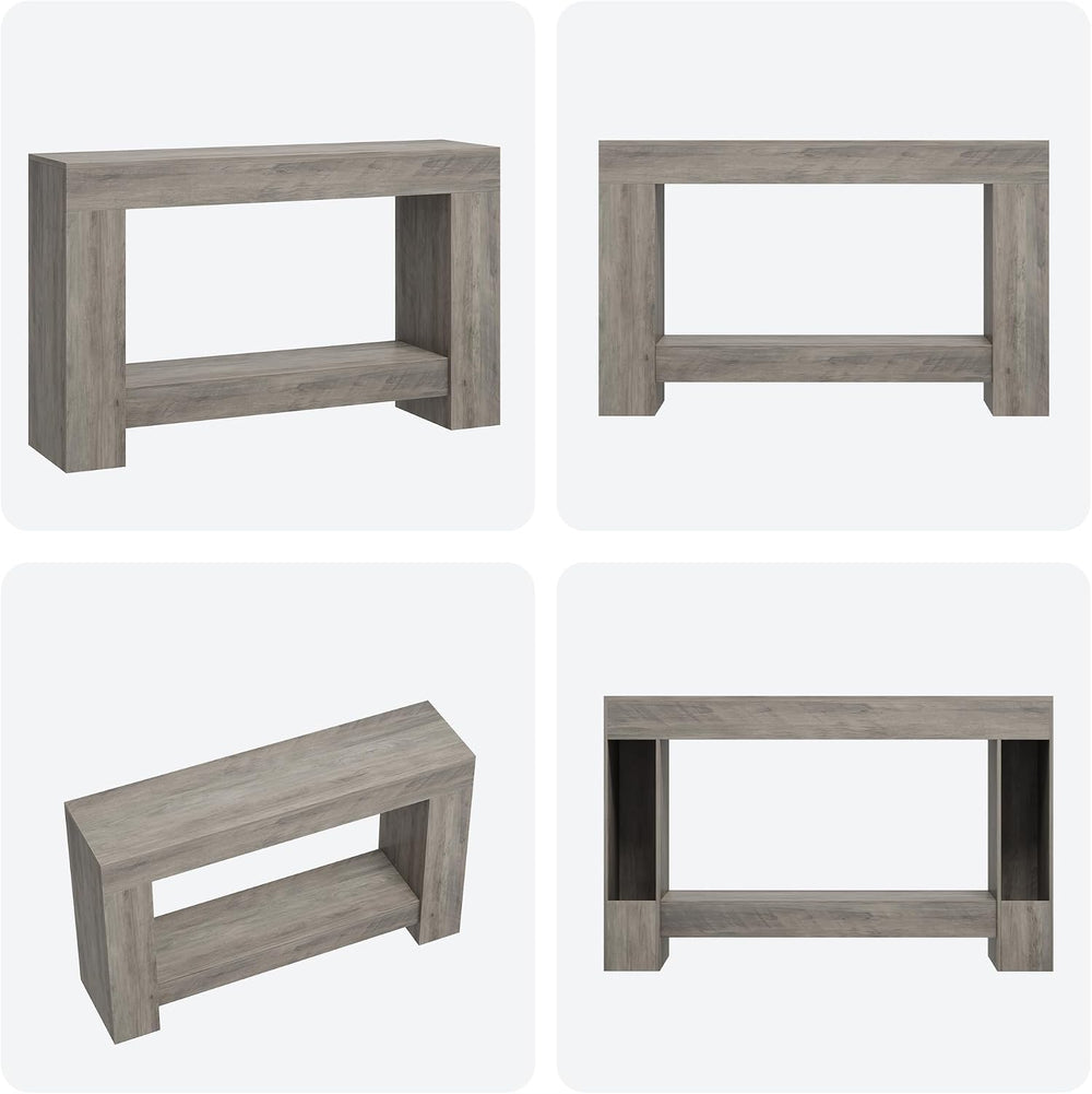 Garvee 47" Farmhouse 2-Tier Console Table for Entryway, Grey | Sofa Tabl...