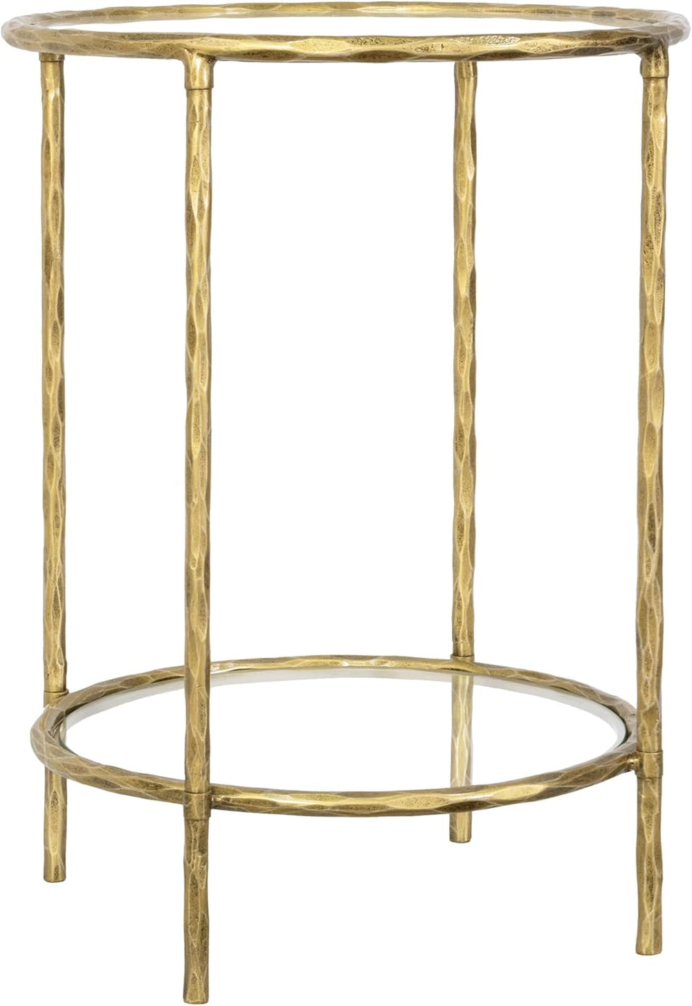 BEGINS Hand Forged Side Table 2 Tier, Vintage End Table Glass Top Coffee Tabl...
