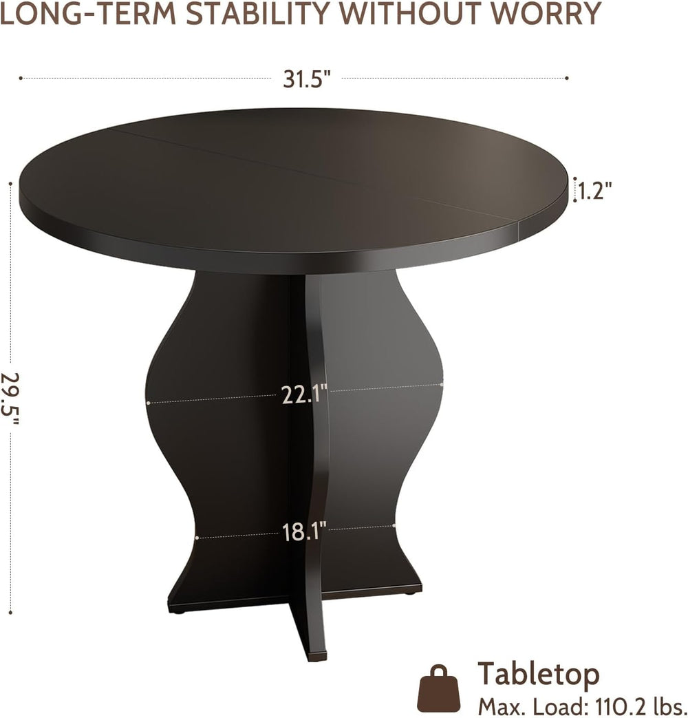 31.5 Inch Small Round Dining Table for 2, Modern Farmhouse Wood Kitchen Table...