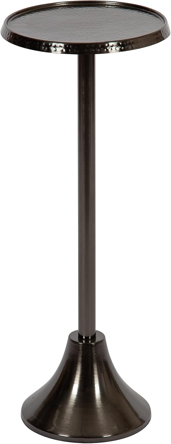 Kate and Laurel Sanzo Modern Pedestal Side Table; 9 x 9 x 23; Pewter; Decorat...